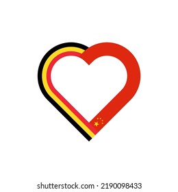 concepto de unidad. icono de la cinta de corazón de las banderas de bélgica y china. ilustración vectorial aislada en fondo blanco