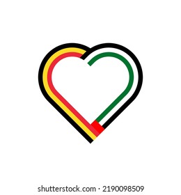 concepto de unidad. icono de la cinta de corazón de bélgica y las banderas de los emiratos árabes unidos. ilustración vectorial aislada en fondo blanco