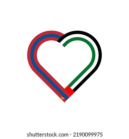 unity concept. heart ribbon icon of mongolia and united arab emirates flags. vector illustration isolated on white background