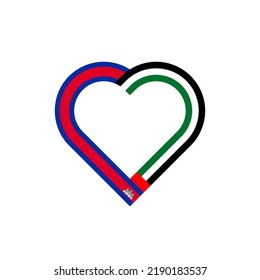 concepto de unidad. icono de la cinta de corazón de camboya y banderas de los emiratos árabes unidos. ilustración vectorial aislada en fondo blanco