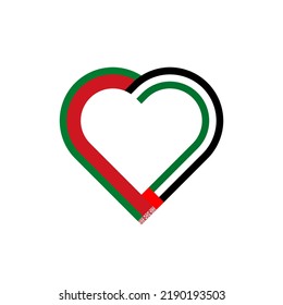 Einheitskonzept. Herzbandsymbol der Bärenfahne und der vereinten Arab-Fahnen. Vektorgrafik einzeln auf weißem Hintergrund