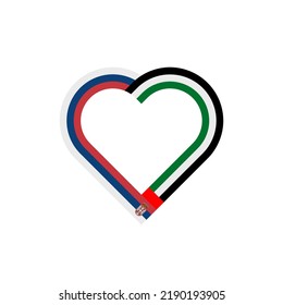 Einheitskonzept. Herzbandsymbol von Serbia und einheitliche arabische Emirate-Flaggen. Vektorgrafik einzeln auf weißem Hintergrund