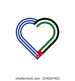 concepto de unidad. ícono de la cinta de corazón de cuba y bandera de los emiratos árabes unidos. ilustración vectorial aislada en fondo blanco