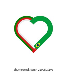unity concept. heart ribbon icon of oman and brazil flags. vector illustration isolated on white background