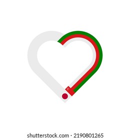 unity concept. heart ribbon icon of japan and oman flags. vector illustration isolated on white background