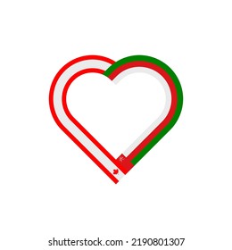 concepto de unidad. icono de la cinta de corazón de las banderas canadá y omana. ilustración vectorial aislada en fondo blanco