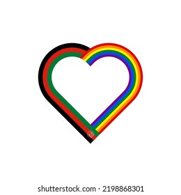unity concept. heart ribbon icon of afghanistan and rainbow flags. vector illustration isolated on white background