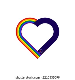 unity concept. heart ribbon icon of rainbow and springfield flags. vector illustration isolated on white background
