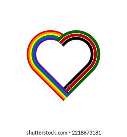 unity concept. heart ribbon icon of rainbow and kenya flags. vector illustration isolated on white background