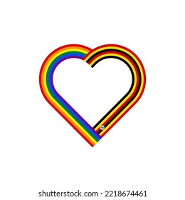 unity concept. heart ribbon icon of rainbow and uganda flags. vector illustration isolated on white background