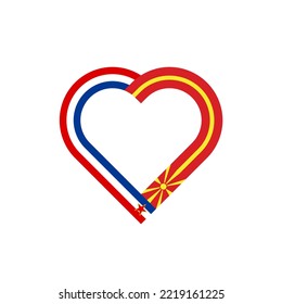 unity concept. heart ribbon icon of yugoslavia and north macedonia flags. vector illustration isolated on white background