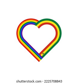 concepto de unidad. icono de la cinta de corazón de las banderas arco iris y bolivia. ilustración vectorial aislada en fondo blanco