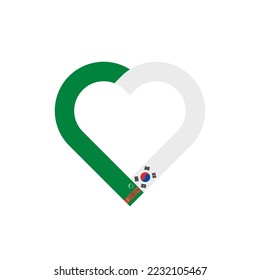 unity concept. heart ribbon icon of turkmenistan and korea republic flags. vector illustration isolated on white background