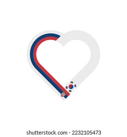 unity concept. heart ribbon icon of serbia and korea republic flags. vector illustration isolated on white background