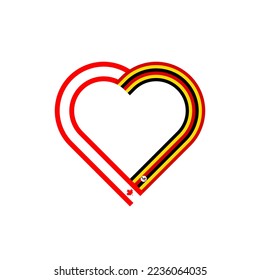 unity concept. heart ribbon icon of canada and uganda flags. vector illustration isolated on white background