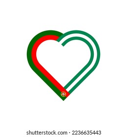 unity concept. heart ribbon icon of portugal and nigeria flags. vector illustration isolated on white background