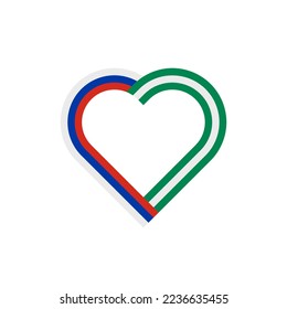 unity concept. heart ribbon icon of russia and nigeria flags. vector illustration isolated on white background