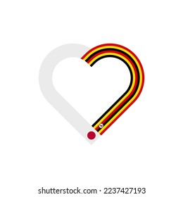 unity concept. heart ribbon icon of japan and uganda flags. vector illustration isolated on white background