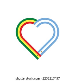 unity concept. heart ribbon icon of senegal and argentina flags. vector illustration isolated on white background