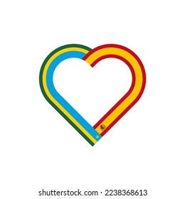 unity concept. heart ribbon icon of rwanda and spain flags. vector illustration isolated on white background
