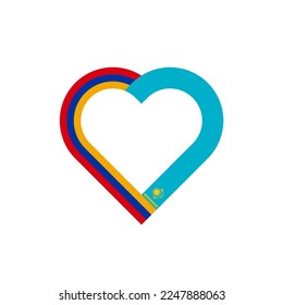 unity concept. heart ribbon icon of armenia and kazakhstan flags. vector illustration isolated on white background