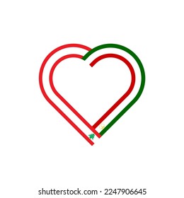 concepto de unidad. icono de la cinta de corazón de banderas de líbano y tayikistán. ilustración vectorial aislada en fondo blanco