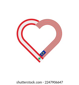 unity concept. heart ribbon icon of lebanon amd malaysia flags. vector illustration isolated on white background
