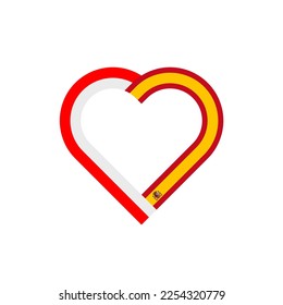 unity concept. heart ribbon icon of indonesia and spain flags. vector illustration isolated on white background