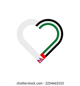 unity concept. heart ribbon icon of nepal and united arab emirates flags. vector illustration isolated on white background