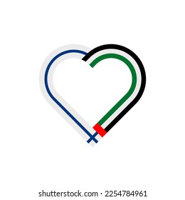 Einheitskonzept. Herzbänder-Ikone von Finland und vereintem Araber emirates Flaggen. Vektorgrafik einzeln auf weißem Hintergrund