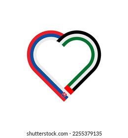 concepto de unidad. ícono de la cinta de corazón de eslovaquia y bandera de los emiratos árabes unidos. ilustración vectorial aislada en fondo blanco