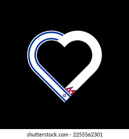 unity concept. heart ribbon icon of israel and nepal flags. vector illustration isolated on black background