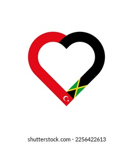 unity concept. heart ribbon icon of turkey and jamaica flags. vector illustration isolated on white background