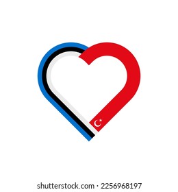 unity concept. heart ribbon icon of estonia and turkey flags. vector illustration isolated on white background