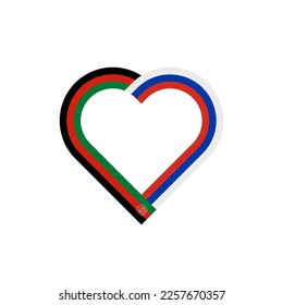 unity concept. heart ribbon icon of afghanistan and russia flags. vector illustration isolated on white background
