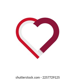 unity concept. heart ribbon icon of indonesia and qatar flags. vector illustration isolated on white background