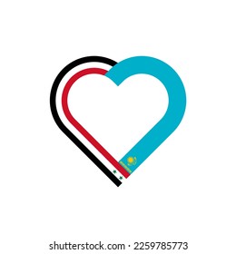 unity concept. heart ribbon icon of syria and kazakhstan flags. vector illustration isolated on white background
