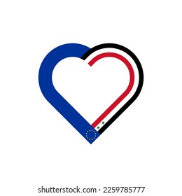 concepto de unidad. icono de la cinta de corazón de las banderas de la unión europea y siria. ilustración vectorial aislada en fondo blanco