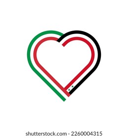 concepto de unidad. icono de la cinta de corazón de las banderas italia y siria. ilustración vectorial aislada en fondo blanco