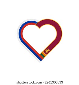 unity concept. heart ribbon icon of russia and sri lanka flags. vector illustration isolated on white background