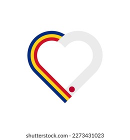 unity concept. heart ribbon icon of romania and japan flags. vector illustration isolated on white background