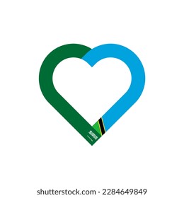 unity concept. heart ribbon icon of saudi arabia and tanzania flags. vector illustration isolated on white background