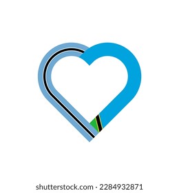 unity concept. heart ribbon icon of botswana and tanzania flags. vector illustration isolated on white background