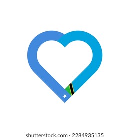 unity concept. heart ribbon icon of somalia and tanzania flags. vector illustration isolated on white background