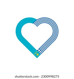 concepto de unidad. icono de la cinta de corazón de kazajistán y banderas de grecia. ilustración vectorial aislada en fondo blanco