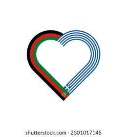 unity concept. heart ribbon icon of afghanistan and greece flags. vector illustration isolated on white background