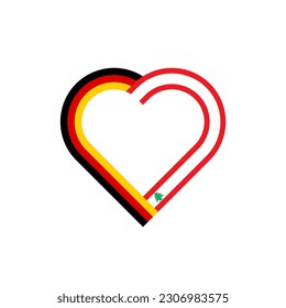 unity concept. heart ribbon icon of germany and lebanon flags. vector illustration isolated on white background