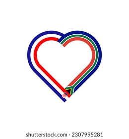 unity concept. heart ribbon icon of croatia and south africa flags. vector illustration isolated on white background