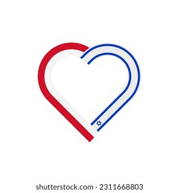 unity concept. heart ribbon icon of israel and indonesia flags. vector illustration isolated on white background