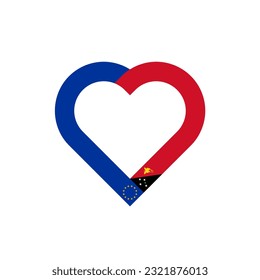 unity concept. heart ribbon icon of european union and papua new guinea flags. vector illustration isolated on white background